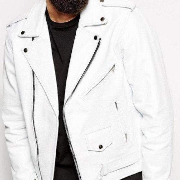 White leather jacket men